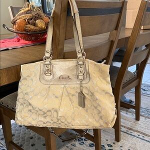 Coach Light Tan Signature Shoulder Bag